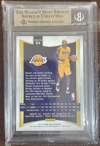 Kobe Bryant 2012-13 Panini Select #54 Bgs 9.5 Gem Mint - 1° anno a scelta - Foto 2 di 2