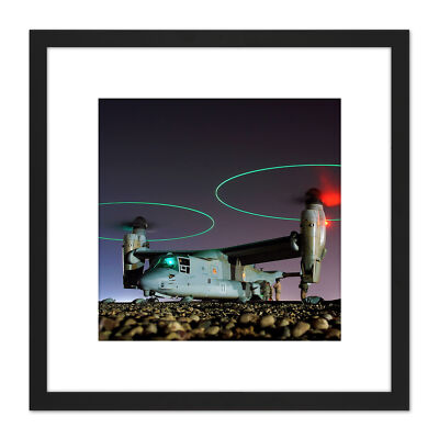 Miltary USA Navy V-22 Osprey Tritrotor Flugzeug Foto Quadrat gerahmte Kunst 8X8 Zoll