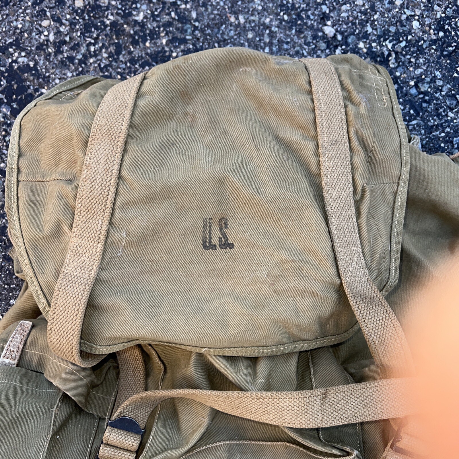 VTG 1942 WWII US ARMY MEESE? OD Canvas Metal Frame Backpack Rucksack ...