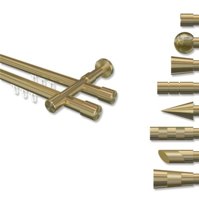 Innenlauf Gardinenstangen Innenlaufstangen Messing Optik 2-läufig 20 mm Ø