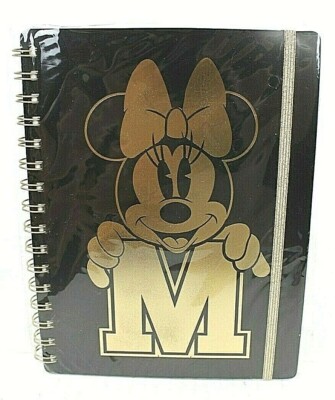 NEW Minnie Mouse JOURNAL w Elastic Band Golden Bows Lined Diary Notebook DISNEY