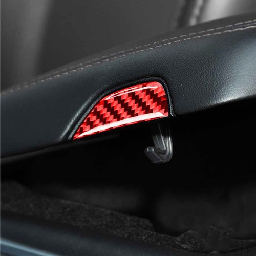 Red Carbon Fiber Central Storage Button Cover Trim For Dodge Challenger 2015-20 - Picture 5 of 12