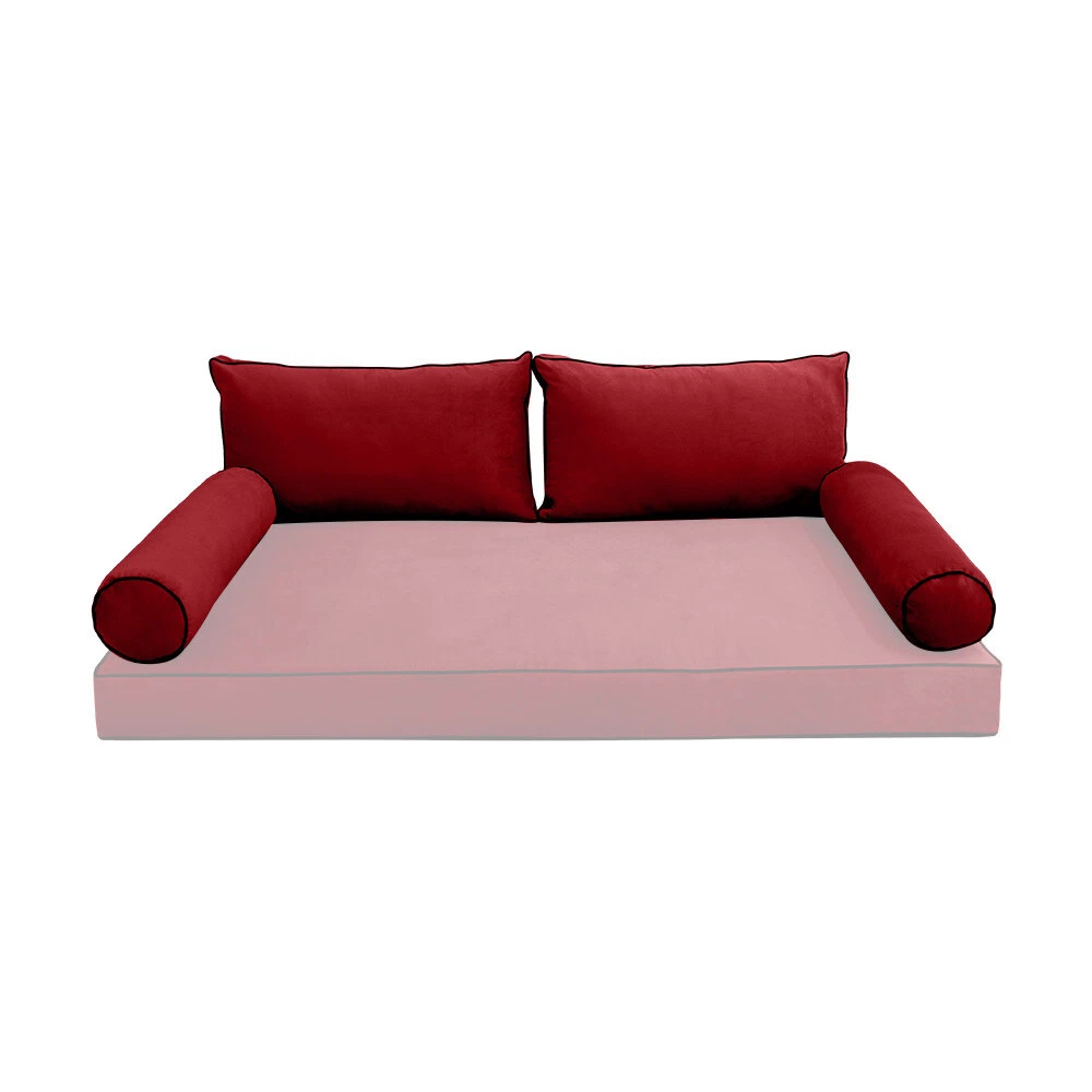 STYLE V2 Twin Velvet ContrastPipe Indoor Daybed Bolster Pillow