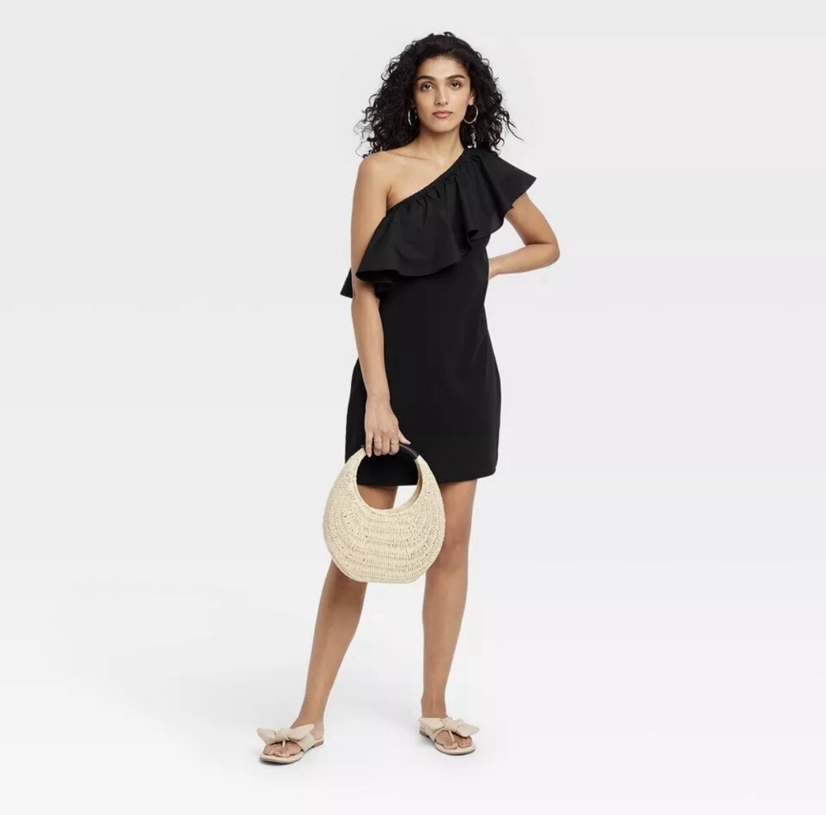 zara black crochet dress Black And White One-Shoulder Ruffle Evening Maxi Dress – Crovaya