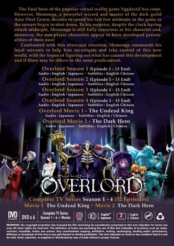 Overlord Anime Series Season 1-4 + 2 Movies Dual Audio English