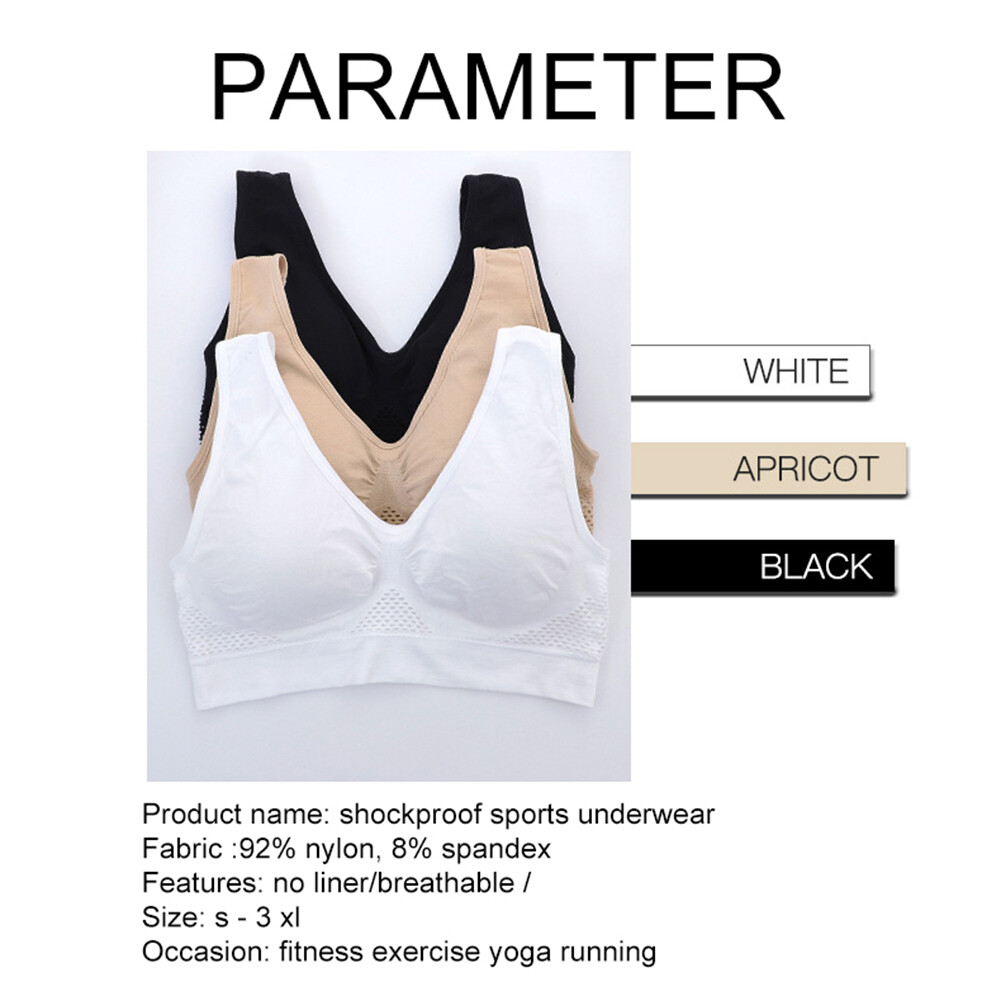 Vest Bra with Chest Pad Wire Free Solid Color Women Seamless Sports Bra  LQ-image