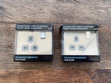2 x Stainless Steel 13A 1 Gang Sockets BG Electrical Decorative Screwless FBS21G