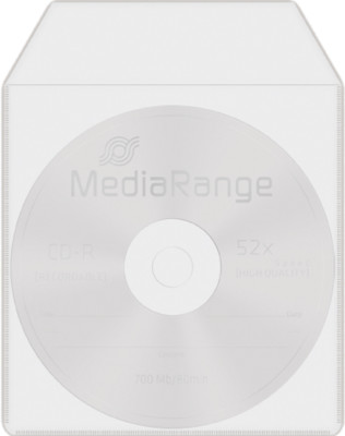 100 MediaRange Plastiktaschen Sleeve für 1 Disk Lasche transparent Plastikhüllen