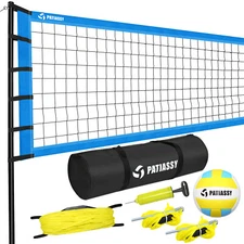 Professional Volleyball Net Set Adjustable Height Portable with Poles Ball Pump