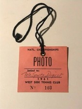 Vintage 1961 US Open Tennis Photo Ticket Roy Emerson Rod Laver Darlene Hard