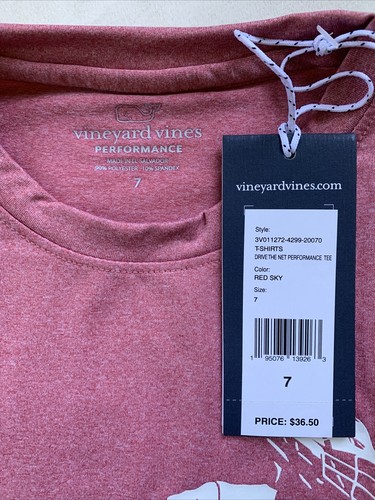 VINEYARD VINES Boys Performance Lacrosse T-Shirt Drive The Net Tee Red NWT 7 - Picture 5 of 5