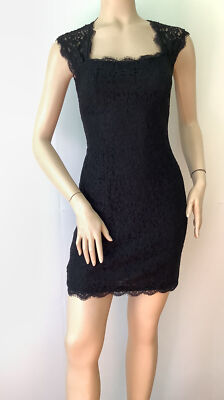 ADRIANNA PAPELL Black Lace Cutout Back Lace Detail Dress (Size 2) | eBay