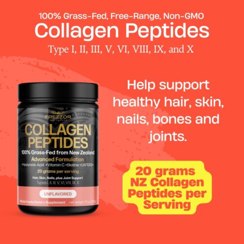 FREZZOR Collagen Peptides - 100% New Zealand Beef Bone Collagen 675g 3 Jars - Picture 4 of 5