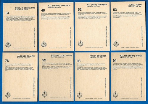 1983 (1985) CARTOPHILIUM HOCKEY HALL OF FAME HOF CARD 1-240 & PROMO SEE LIST - Picture 192 of 488