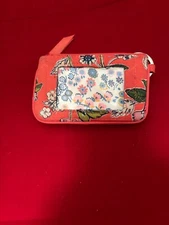 Vera Bradley Zip ID Case / Coin Purse Keychain In a floral design