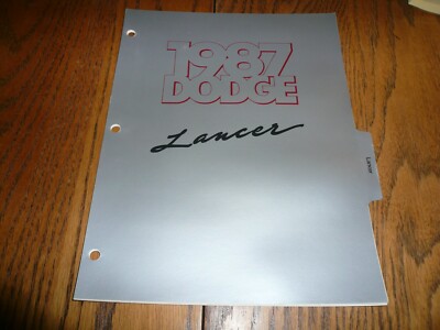 1987 Dodge Lancer Standard & Optional Equipment Features Color & Trim - Vintage