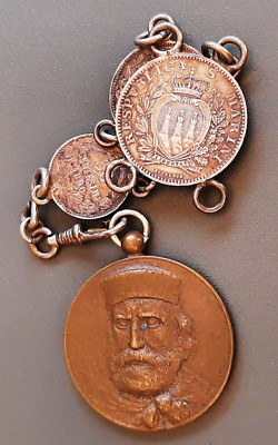 MEDAILLE Italien GARIBALDI 1939 Münzen SAN MARINO 1898 LESEN Silber Armband