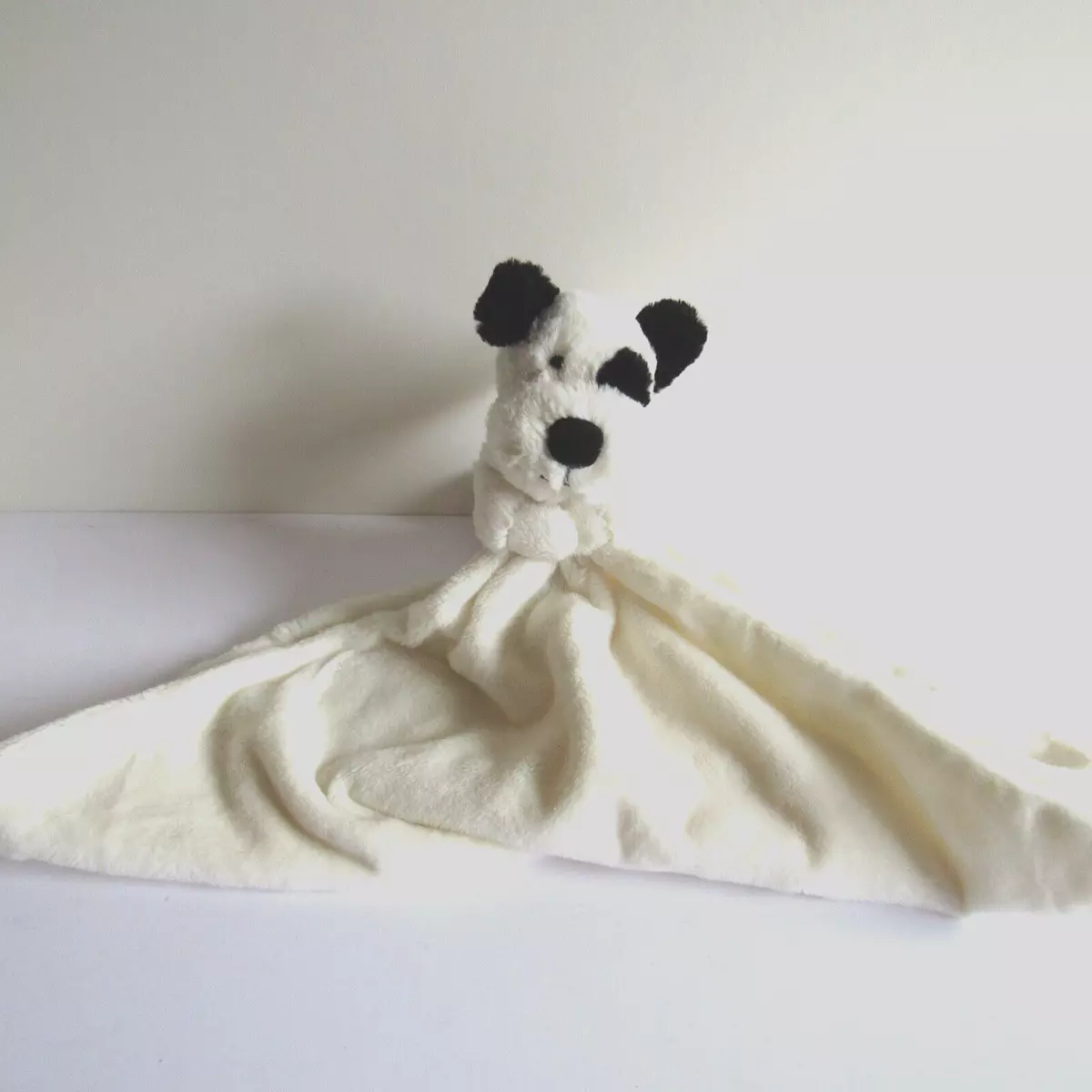 NWT Jelly Cat Lovey Black and White Dog Plush Security Blanket eBay