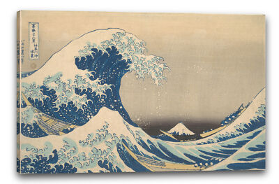 Tableau Mural - Hokusai "La Grande Vague De Kanagawa" - Toile Sur Cadre Bois, Prêt à Accrocher - Neuf