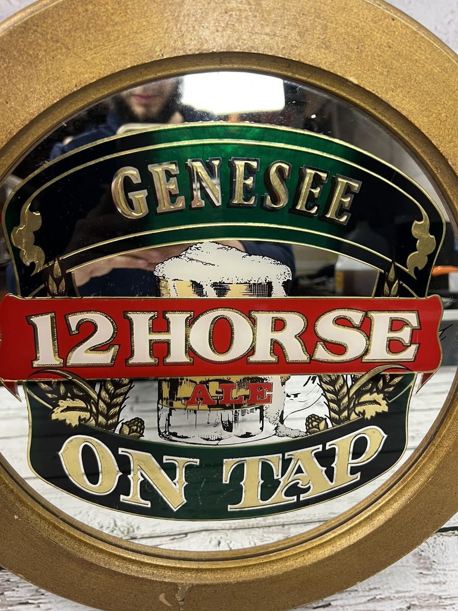 GENESEE 12 HORSE アメリカアンティーク　パブミラーUSA鏡看板 VTG Genesee 12 Horse Ale On Tap Round Advertising Beer