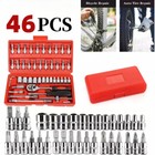 46 Pcs 1/4 Ratchet Wrench Combination Socket Tool Set Professional Repair Tool