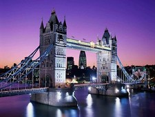 Tower Bridge at Night London UK Purple Scene Canvas Picture Super Cheap Wall Art