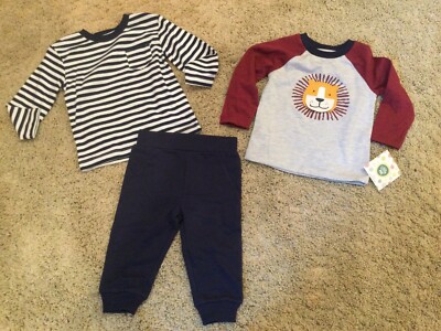 NWT Little Me sz 12m Boys Blue Multi 3 pc playwear set