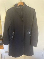 Ladies H&M Black Dress coat Size 12 warm with zip loved eu 38 bargain warm