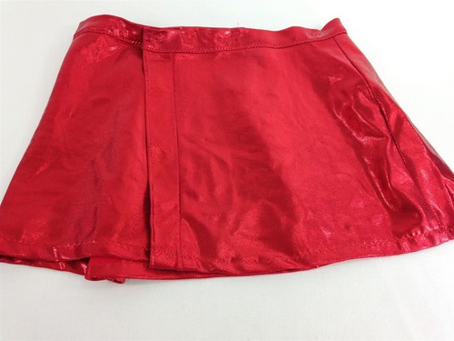 Ice Skating Dress Red Lame' High Neck 2pc Bust 30" Body Suit & Detached Skirt - Picture 7 of 10