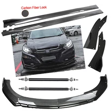 For Honda HRV 2016-202 Carbon Fiber Front Bumper Lip Body Kit Spoiler Side Skirt