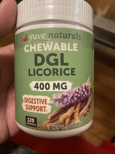 Yuve Naturals DGL Licorice Chewable Tablets 400Mg - Exp 10/25 - 120Ct