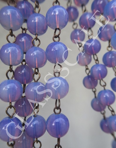 Guirnalda cadena prisma cuentas vidrio lavanda opalino de 2 pies parte latón - Imagen 2 de 16
