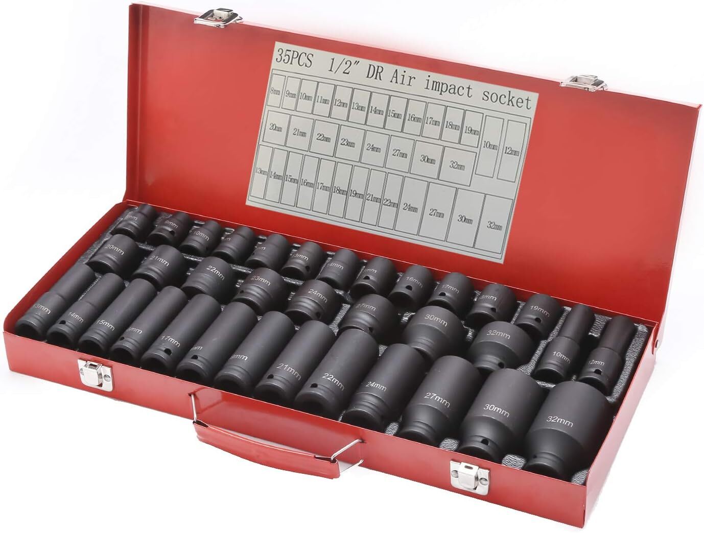 35pcs DEEP IMPACT Socket Set 1/2" Inch Drive Long Reach Impact Sockets 8mm-32mm