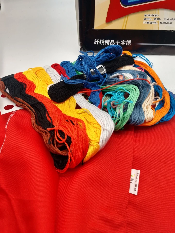 Kit Punto de Cruz Kit Cojín Oriental QQ 76567 Rojo Completo 16 x 16 11 unidades Foto 4 de 4