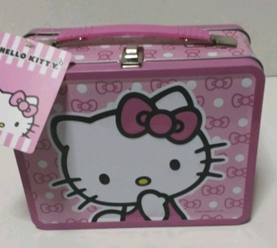 Sanrio Hello Kitty Pink Metal Lunchbox Collectible 2000s Vintage