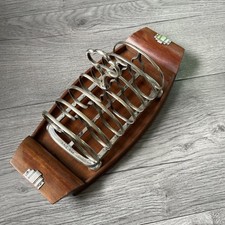 Antique Eklington & Co Toast Rack With Wooden Base Hallmarked 1877