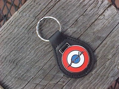 AMC JAVELIN LEATHER KEY FOB AMERICAN MOTORS  BULLSEYE MUSCLE CAR KEY HOLDER