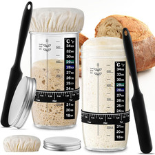 Glass Sourdough Starter Jar 2 Pack, 24 Oz Wide Mouth Organic Sourdough Starter