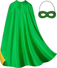 Adult Superhero Cape  Mask Set - Double-Sided Super Adult Green  Yellow