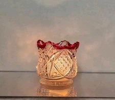 Victorian EAPG Mckee clear ruby accent Sunbeam Glass Open Sugar Bowl 1898