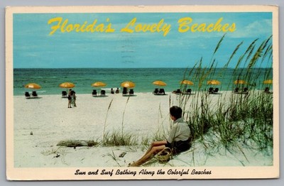 FL's Lovely Beaches Sun And Surf Bathing Along The Colorful Postcard TS-302