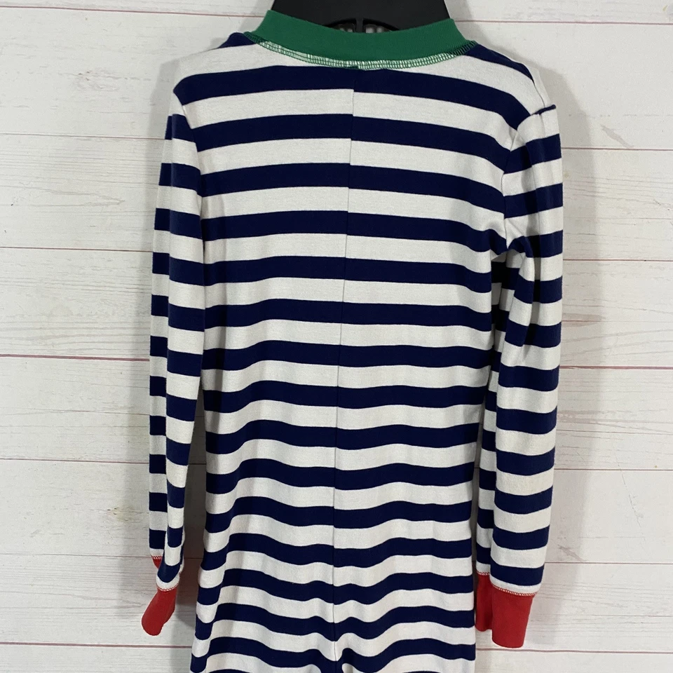 Pijama Mini Boden Niños Una Pieza Rayas Talla 9Y Azul/Blanco Botón Frontal Algodón Foto 4 de 4