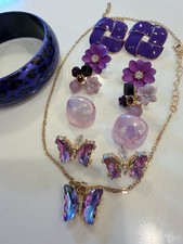 Vintage to Now Jewelry Lot  Wearable Multi Pieces Estate Collection Purple