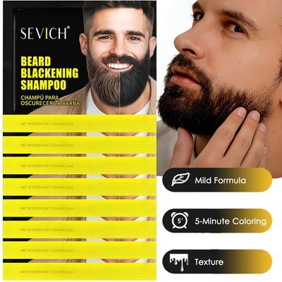 10 X Beard Hair Color Dye Shampoo Natural Men Mustache Dying Black Darkening Dye