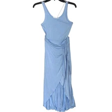 And Now This Womens Sleeveless Knit Side-Tie Tulip Midi Dress Cashmere Blue XS