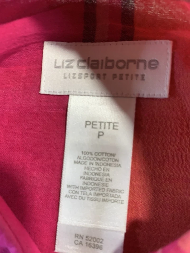 LIZ CLAIBORNE Mujer Cuadros Rosa/Naranja Juego de 2 Piezas Ligero Talla 8P Foto 4 de 4