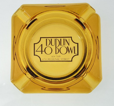 Vintage Amber Glass Marketing Ashtray / Dublin 40 Bowl / Dublin California CA