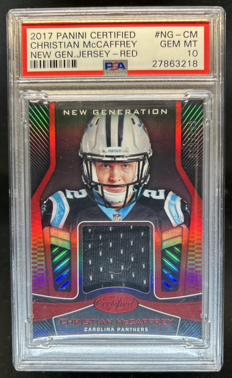 Christian McCaffrey Panini Certified New Generation Jersey #CM Mirror Red