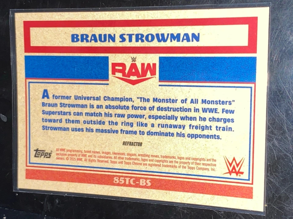 Braun Strowman 2025 Topps Chrome WWE 1985 Topps Current Refractor #85TC-BS - Image 2 of 2