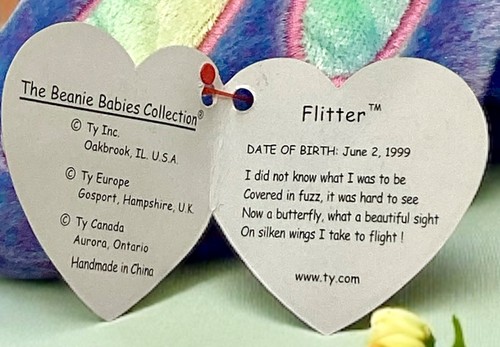 Flitter w/Canadian Tush Tag Tie-Dyed TY Beanie Baby Butterfly - Picture 2 of 4